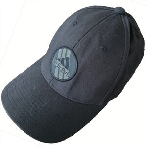 Adidas A-Flex Black Fitted Hat Cap Dark Gray Black Stripe Logo